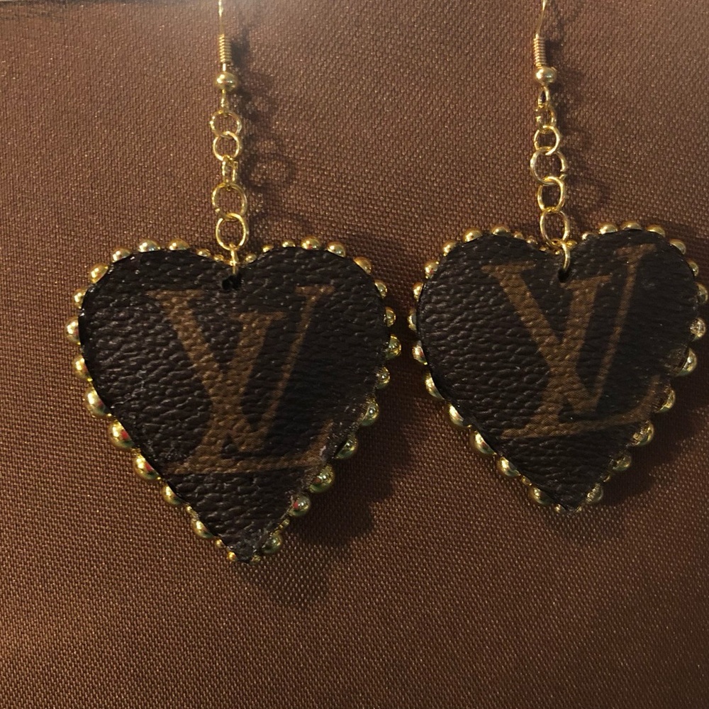 Handmade Brown Monogram Earrings